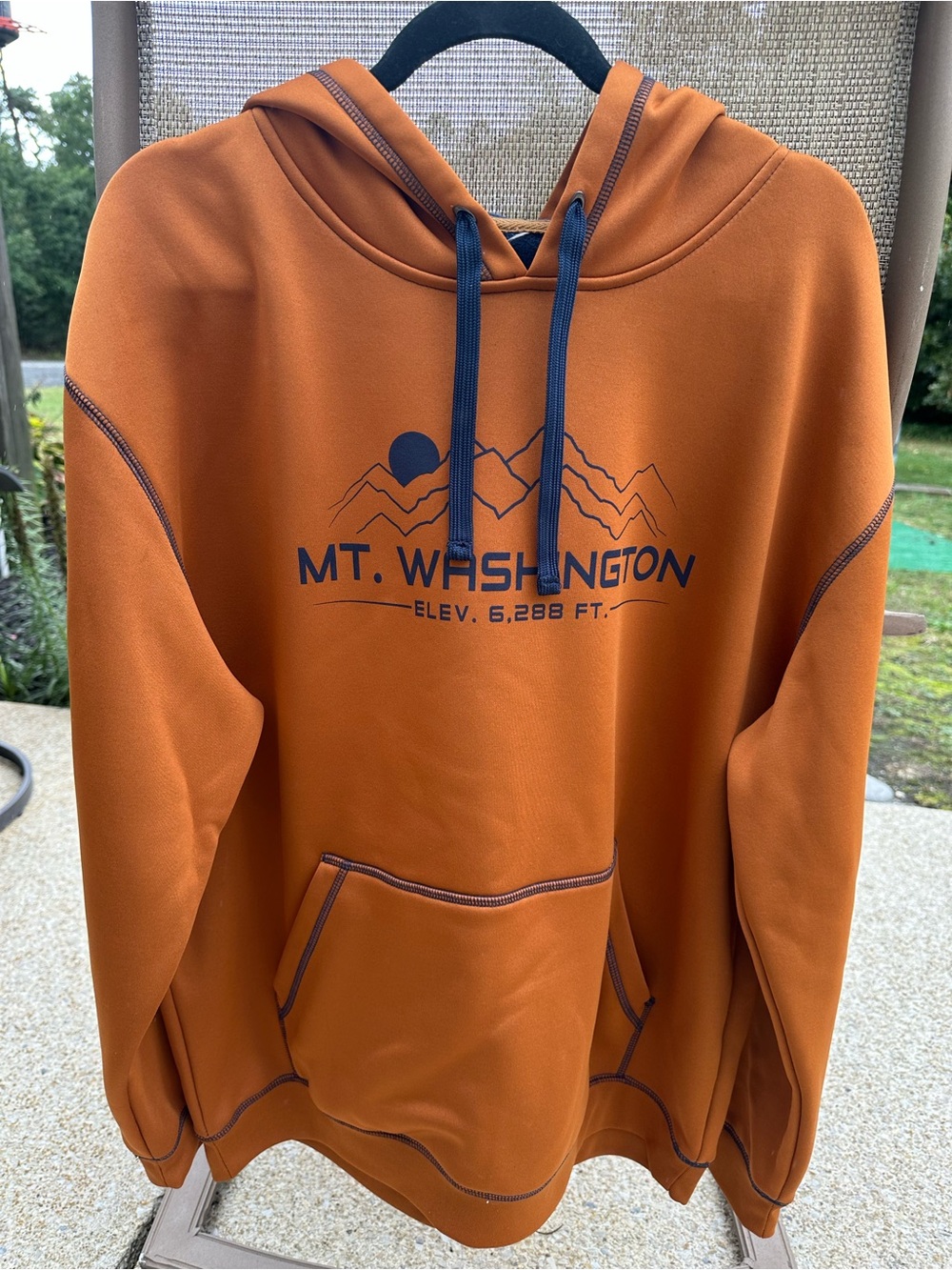 Mt. Washington Men's Hooded Pullover Sweatshirt - Rust Orange- Unisex-versatile